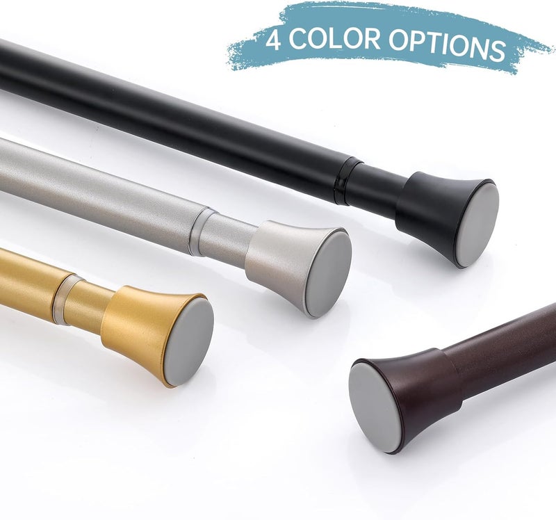 eboatop Black Shower Curtain Rod - Tension Curtain Rod Adjustable 32 to 62 inch Spring Tension Shower Rod No Drilling Non Slip, Matte Black - Image 5